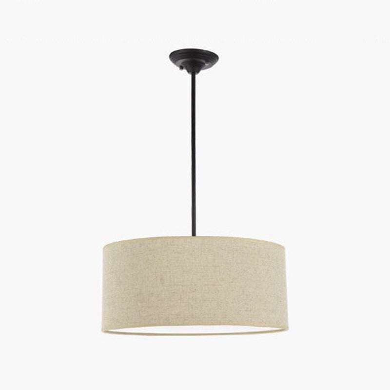 Restaurant Hanging Lamp Fixture Modern Minimalist Pendant Light with Drum Fabric Shade