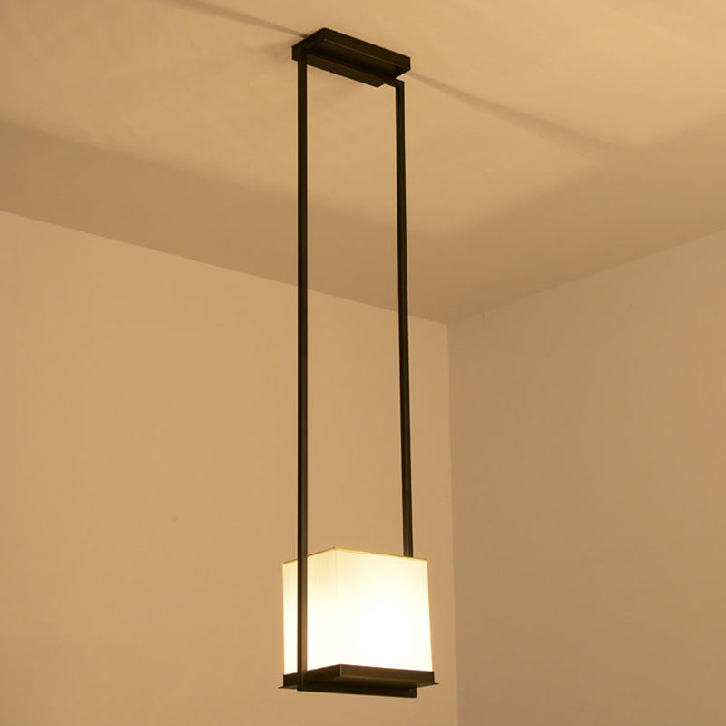 Éclair de suspension ombragée en tissu Minimaliste à 1 léger pendentif en noir et blanc pour couloir