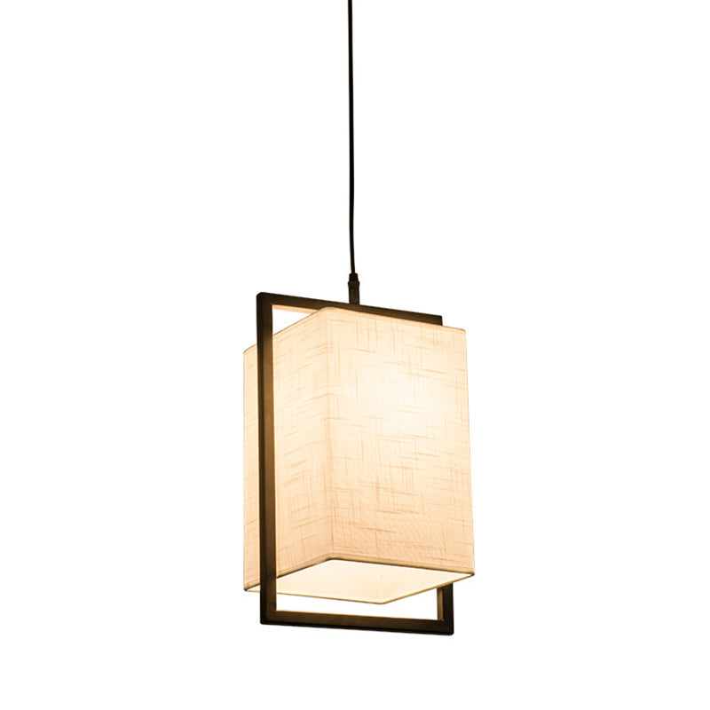 Éclair de suspension ombragée en tissu Minimaliste à 1 léger pendentif en noir et blanc pour couloir