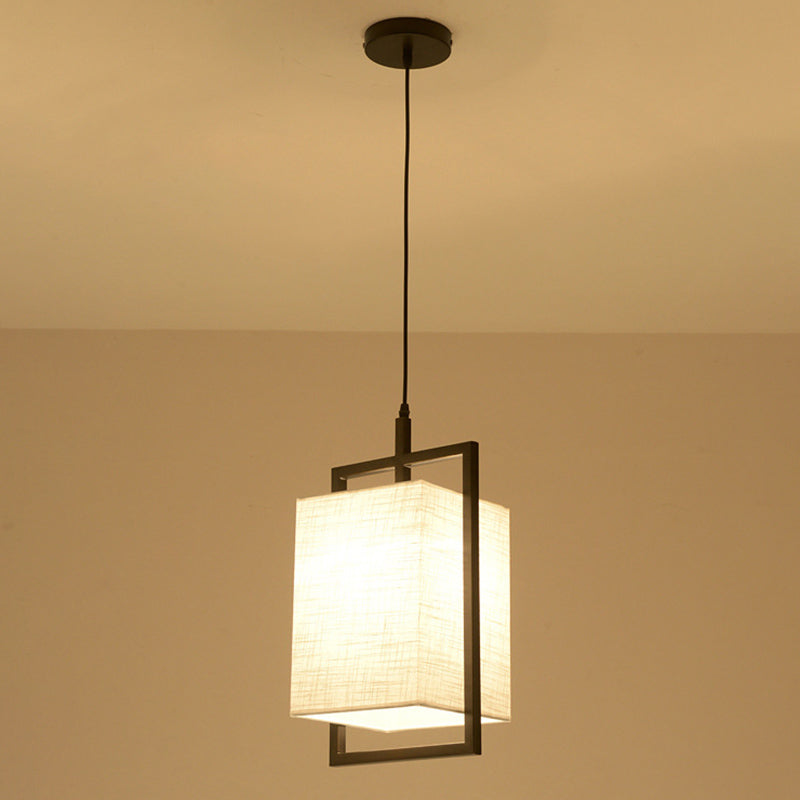 Éclair de suspension ombragée en tissu Minimaliste à 1 léger pendentif en noir et blanc pour couloir