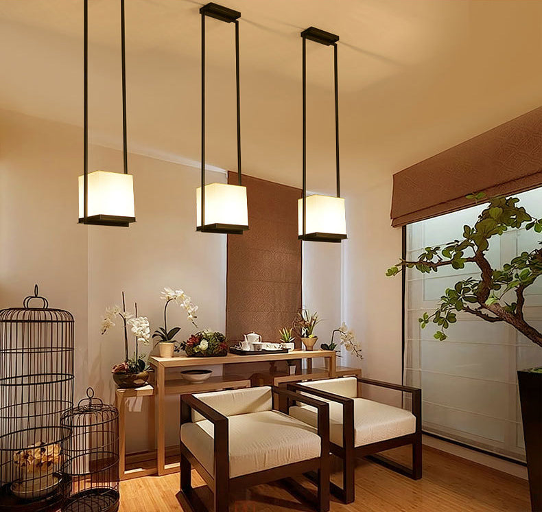 Fabric Shaded Suspension Lighting Minimalist 1-Light Black and White Pendant for Hallway