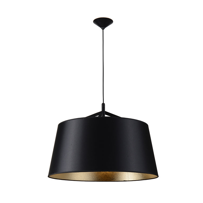 Frustum Hanging Light Simplicity Fabric 1-Light Dining Room Pendant Light in Black and Gold Inner