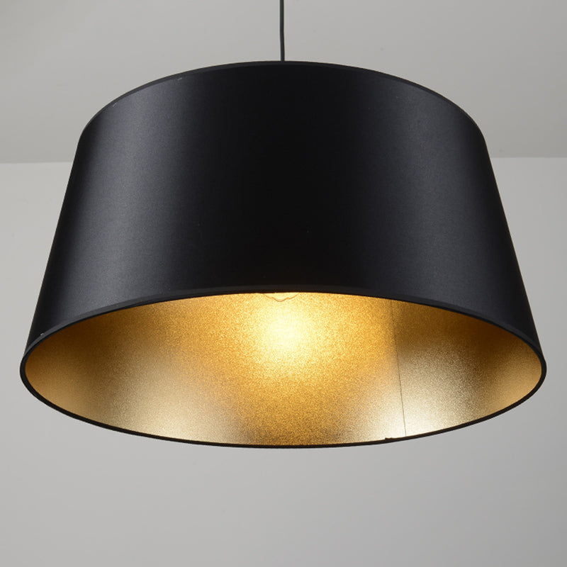 Frustum Hanging Light Simplicity Fabric 1-Light Dining Room Pendant Light in Black and Gold Inner