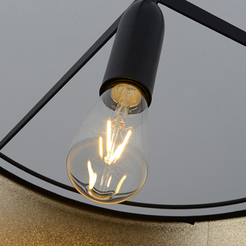 Frustum Hanging Light Simplicity Fabric 1-Light Dining Room Pendant Light in Black and Gold Inner