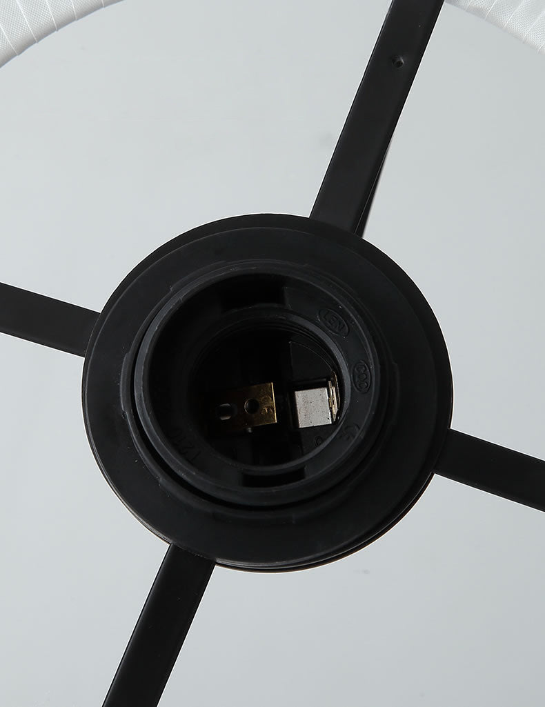 White Ruffled Suspension Lamp Minimalism 1 Bulb Fabric Pendant Light Fixture for Bedroom