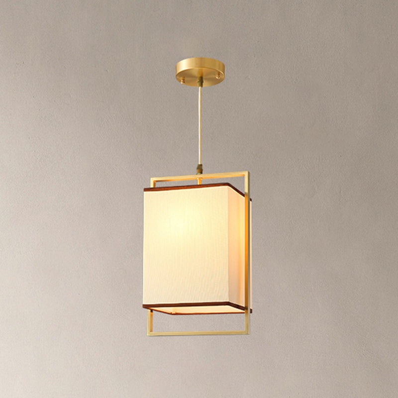 Minimalistische rechteckige Pendelleuchte Lampenmaterial 1 Kopf Diner hängende Licht mit Rahmen in Gold