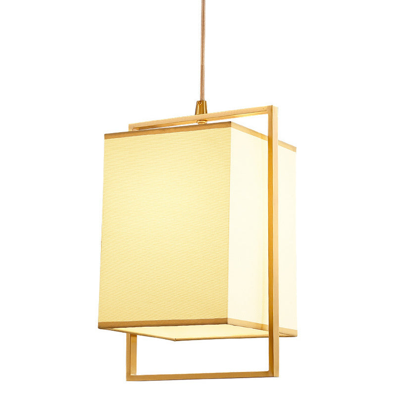 Minimalistische rechteckige Pendelleuchte Lampenmaterial 1 Kopf Diner hängende Licht mit Rahmen in Gold