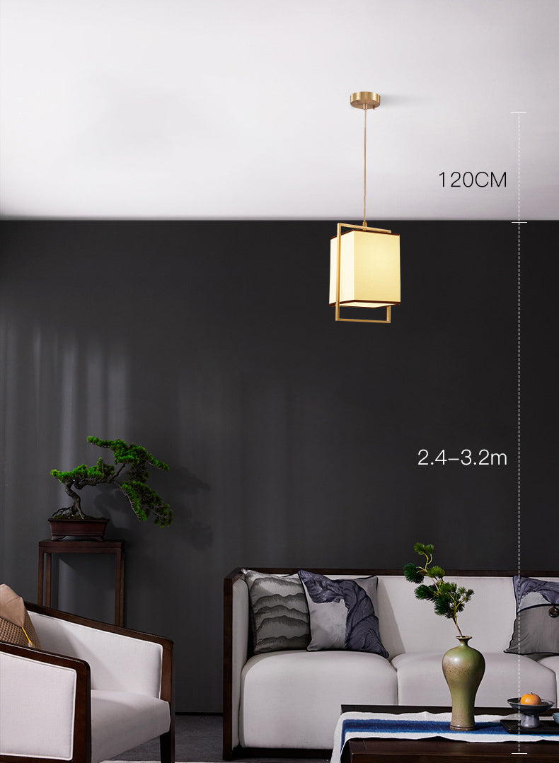Minimalistische rechteckige Pendelleuchte Lampenmaterial 1 Kopf Diner hängende Licht mit Rahmen in Gold