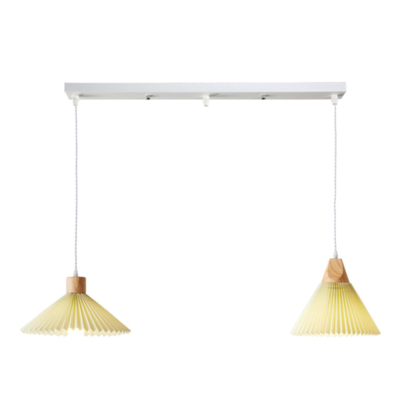 Pleated Fabric Shade Hanging Lamp Nordic Style Single Wood Pendant Lighting for Diner