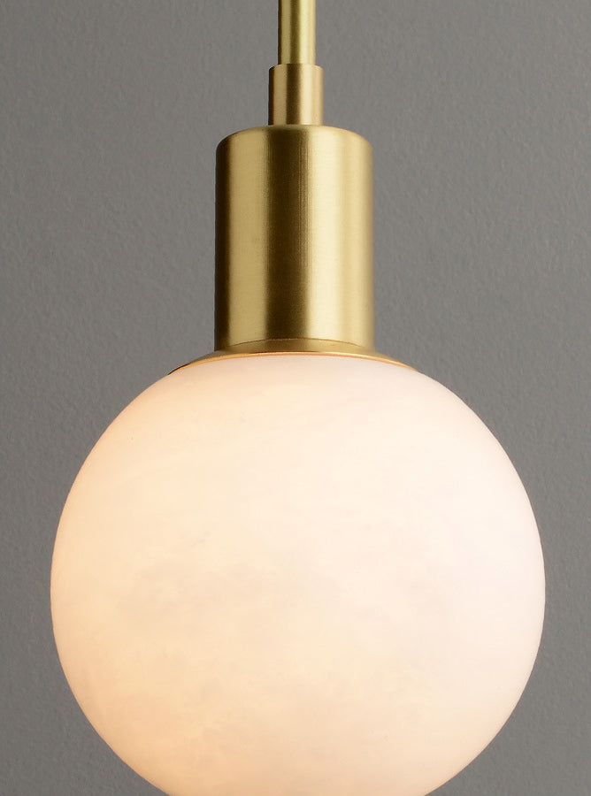 Minimalistic 1-Bulb Drop Pendant White Mini Suspension Lighting with Marble Shade