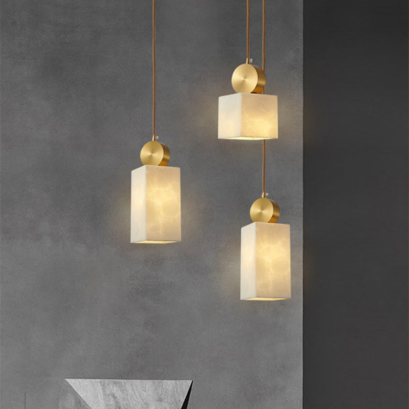 Brass Geometric Suspended Lighting Fixture Nordic 1-Light Faux Marble Pendant Light