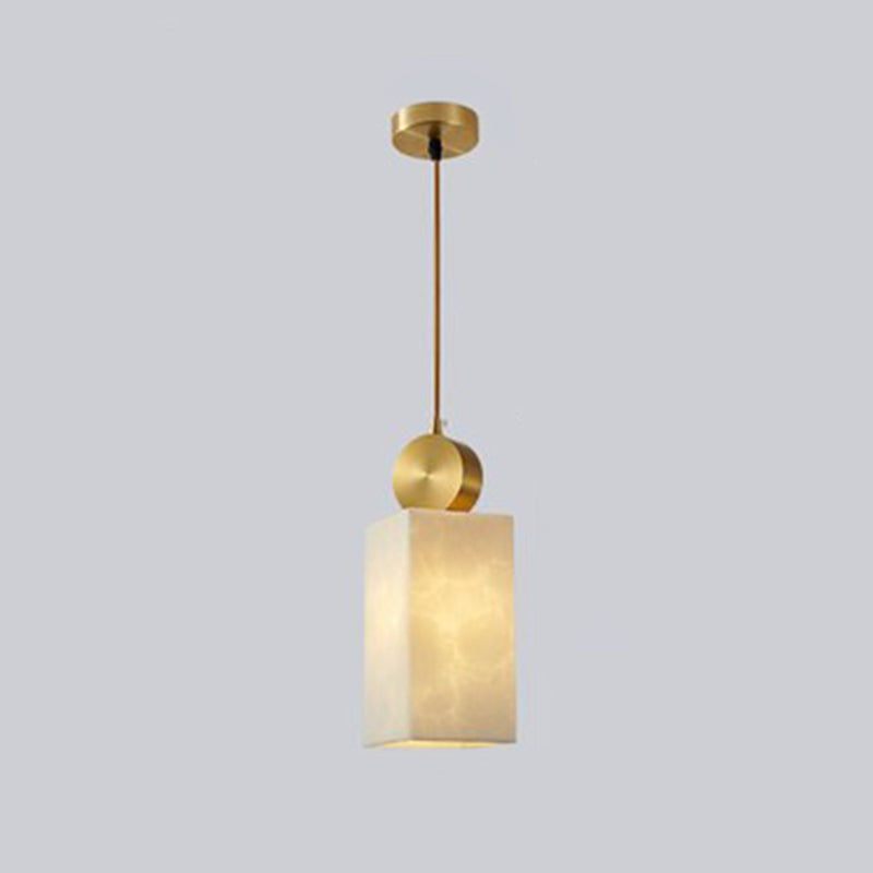 Brass Geometric Suspended Lighting Fixture Nordic 1-Light Faux Marble Pendant Light