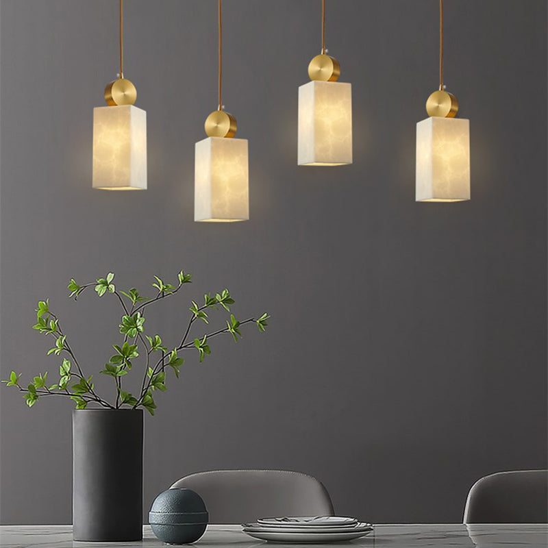 Brass Geometric Suspended Lighting Fixture Nordic 1-Light Faux Marble Pendant Light