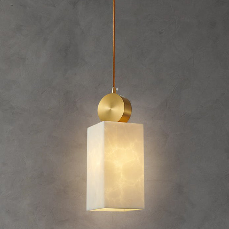 Brass Geometric Suspended Lighting Fixture Nordic 1-Light Faux Marble Pendant Light