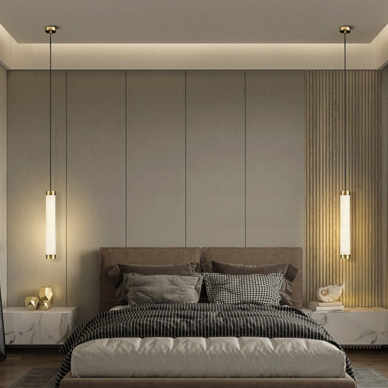 Pendulum a forma di pipa in marmo Minimalismo 1 testa a sospensione bianca per camera da letto