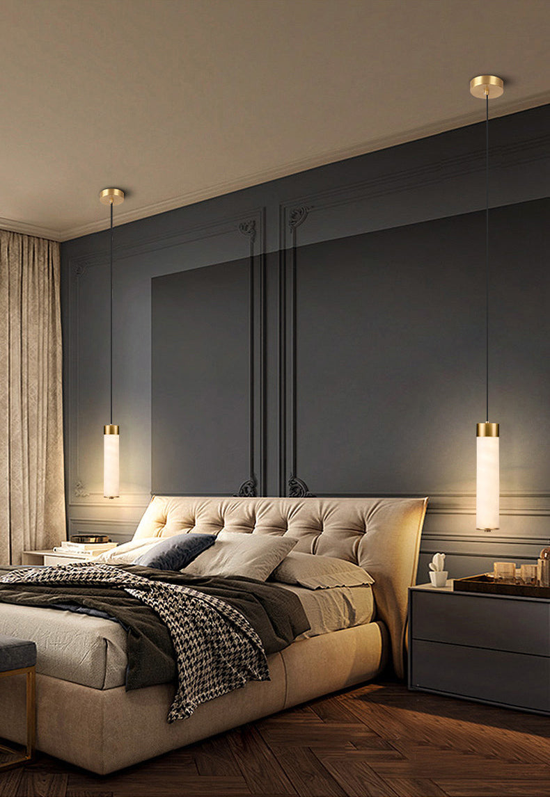 Pendulum a forma di pipa in marmo Minimalismo 1 testa a sospensione bianca per camera da letto