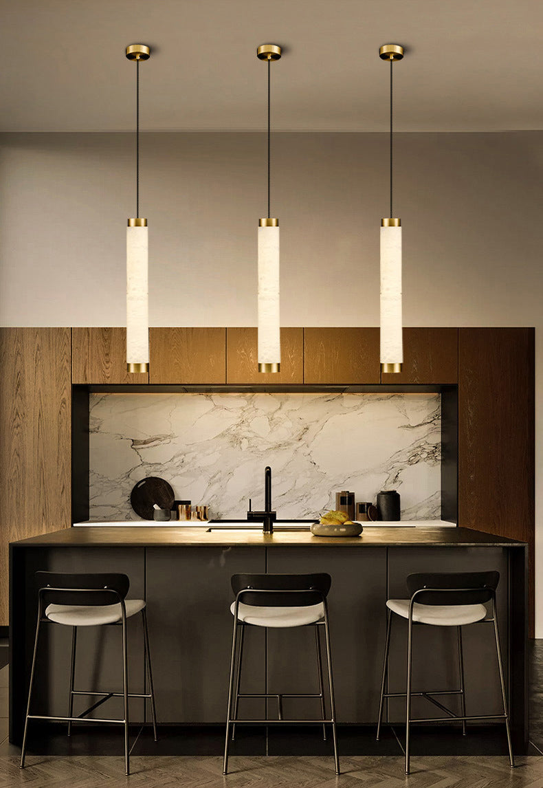 Pendulum a forma di pipa in marmo Minimalismo 1 testa a sospensione bianca per camera da letto