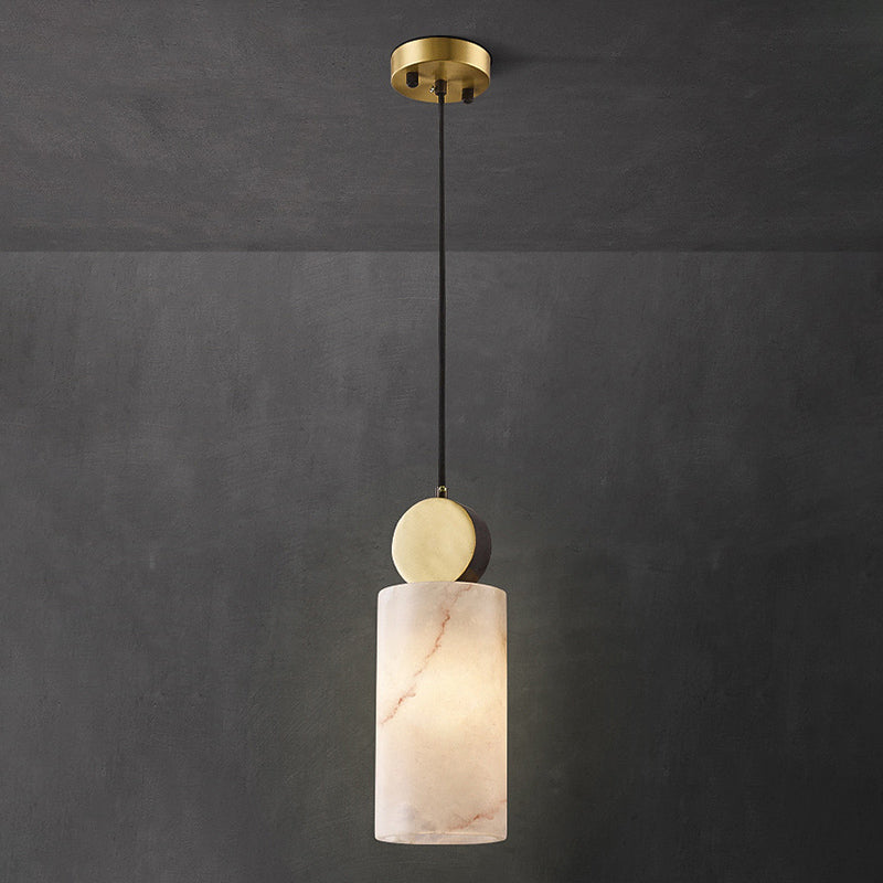 Geometric Shaped Pendant Lamp Nordic Marble 1-Light Bedroom Ceiling Light in Brass