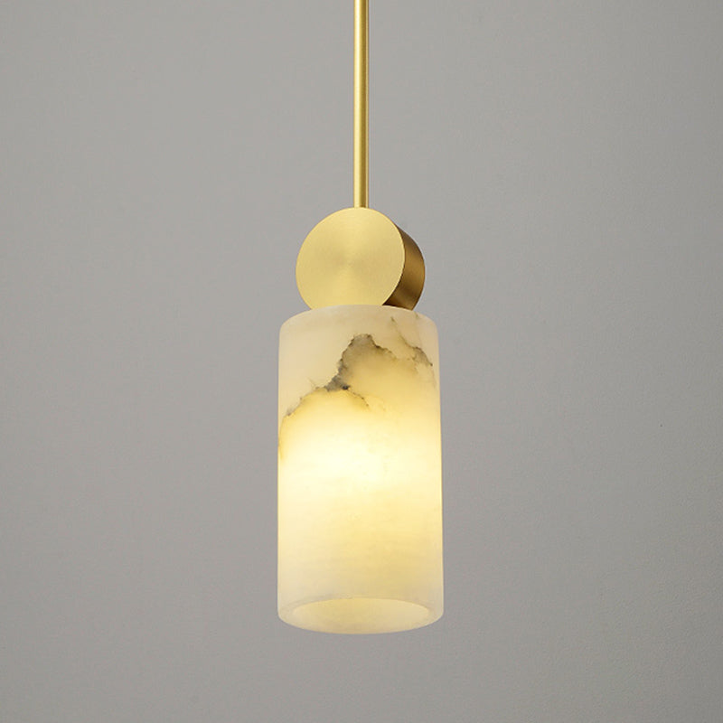 Geometric Shaped Pendant Lamp Nordic Marble 1-Light Bedroom Ceiling Light in Brass