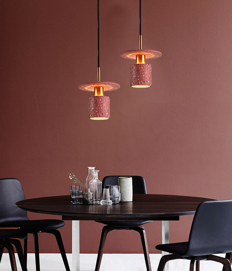 Terrazzo Hat Shaped Pendant Light Nordic Single-Bulb Ceiling Light for Kitchen Bar