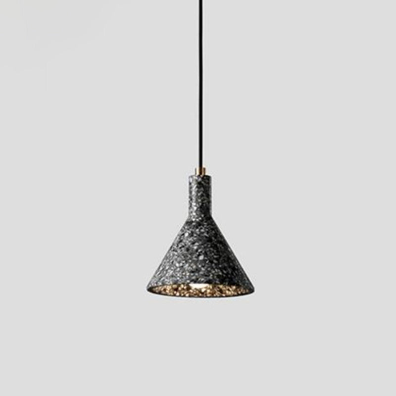Nordic 1-Bulb hanger lamp Conical Small Suspension Lamp met terrazzo-schaduw voor Diner