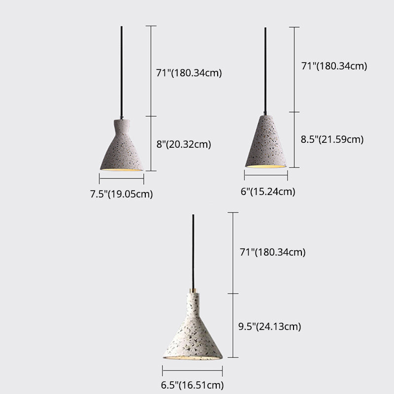 Nordic 1-Bulb hanger lamp Conical Small Suspension Lamp met terrazzo-schaduw voor Diner
