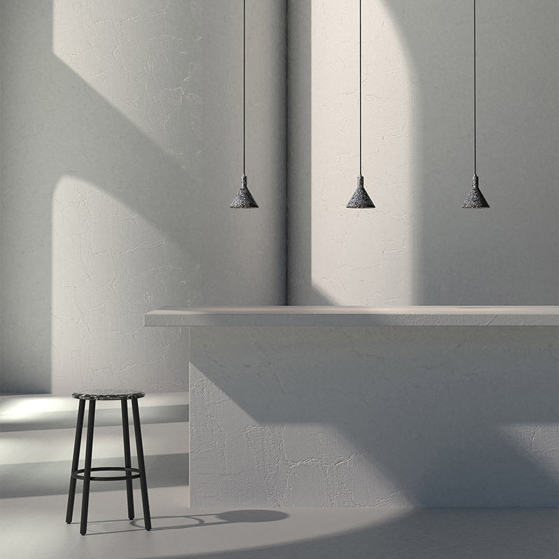 Nordic 1-Bulb hanger lamp Conical Small Suspension Lamp met terrazzo-schaduw voor Diner