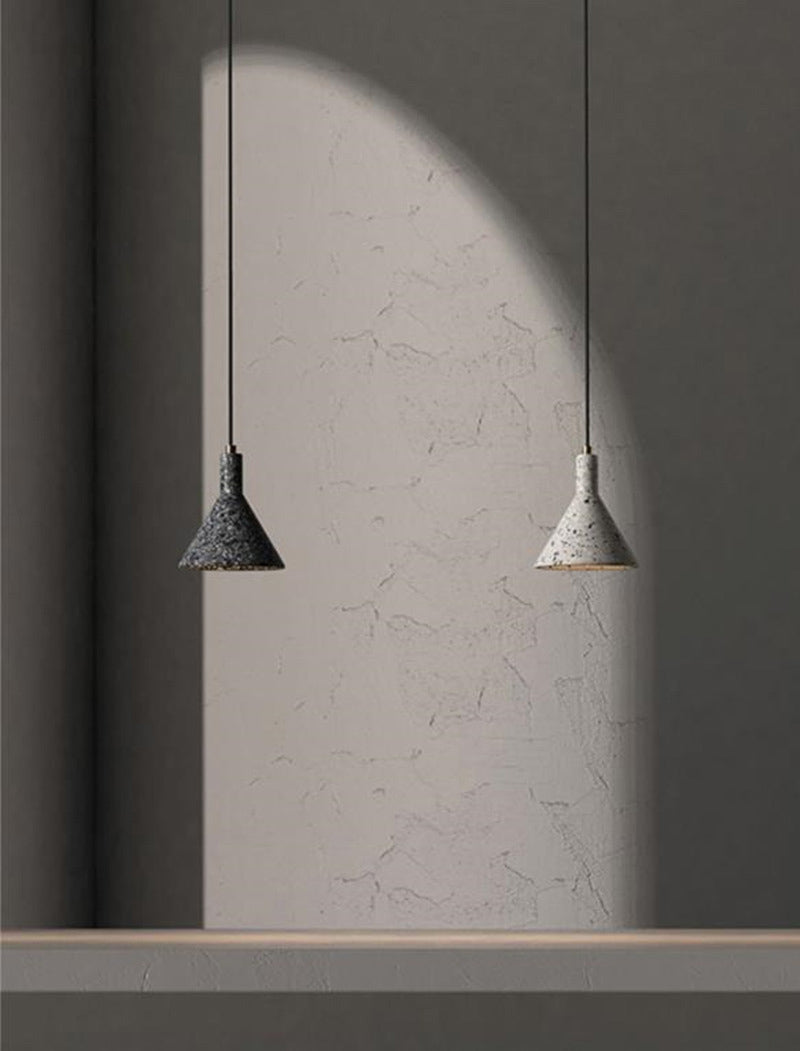 Nordic 1-Bulb hanger lamp Conical Small Suspension Lamp met terrazzo-schaduw voor Diner