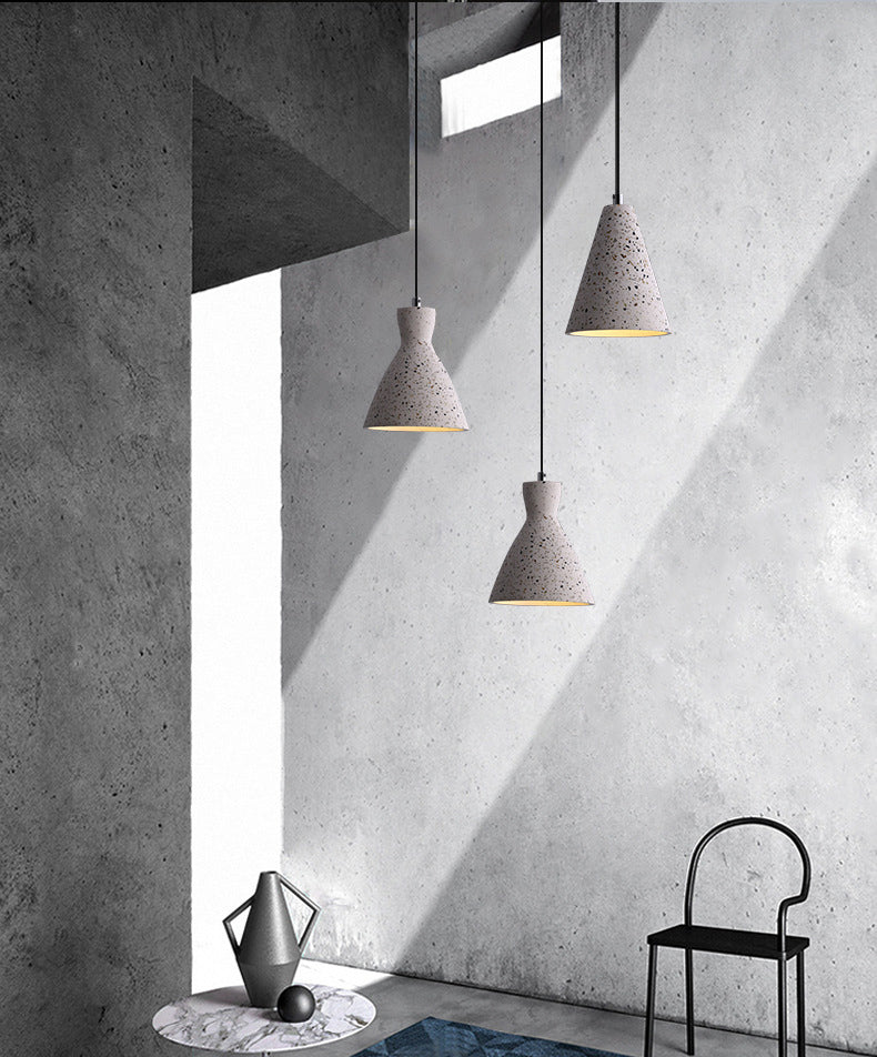 Nordic 1-Bulb hanger lamp Conical Small Suspension Lamp met terrazzo-schaduw voor Diner