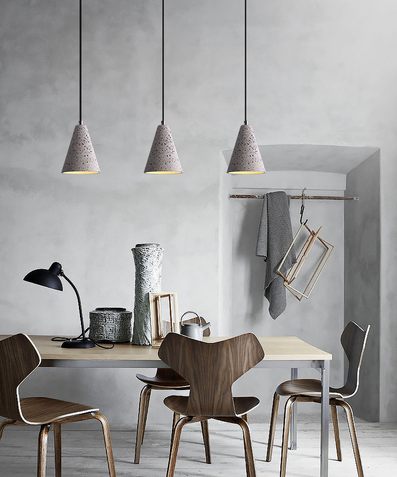 Nordic 1-Bulb hanger lamp Conical Small Suspension Lamp met terrazzo-schaduw voor Diner