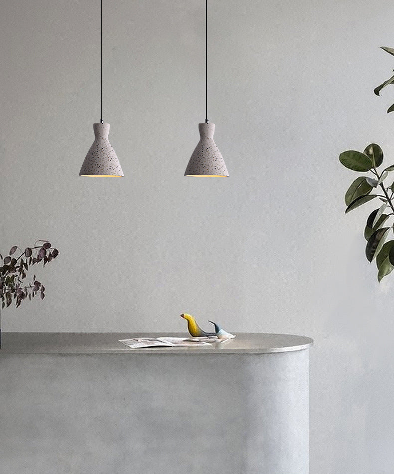 Nordic 1-Bulb hanger lamp Conical Small Suspension Lamp met terrazzo-schaduw voor Diner