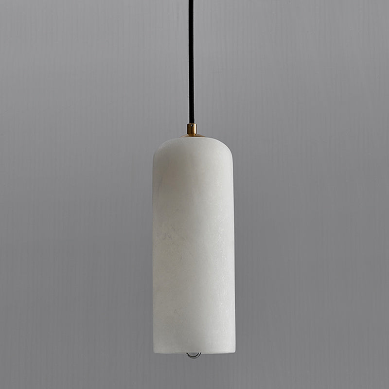 Elongated Dome Marble Hanging Light Fixture Minimalist White Ceiling Pendant for Dining Room