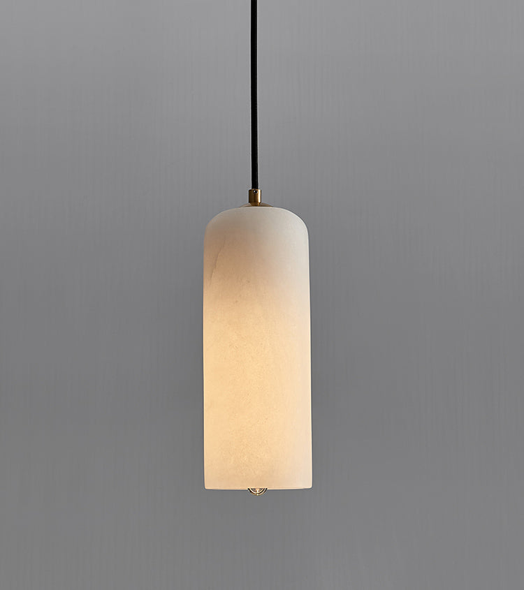 Elongated Dome Marble Hanging Light Fixture Minimalist White Ceiling Pendant for Dining Room