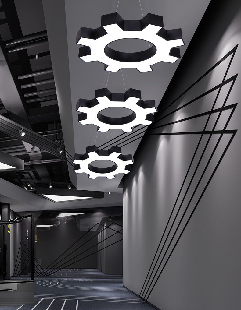 Luce a sospensione in palestra a forma di ingranaggio Acrilista Acrilista LED Apparecchi di illuminazione a soffitto