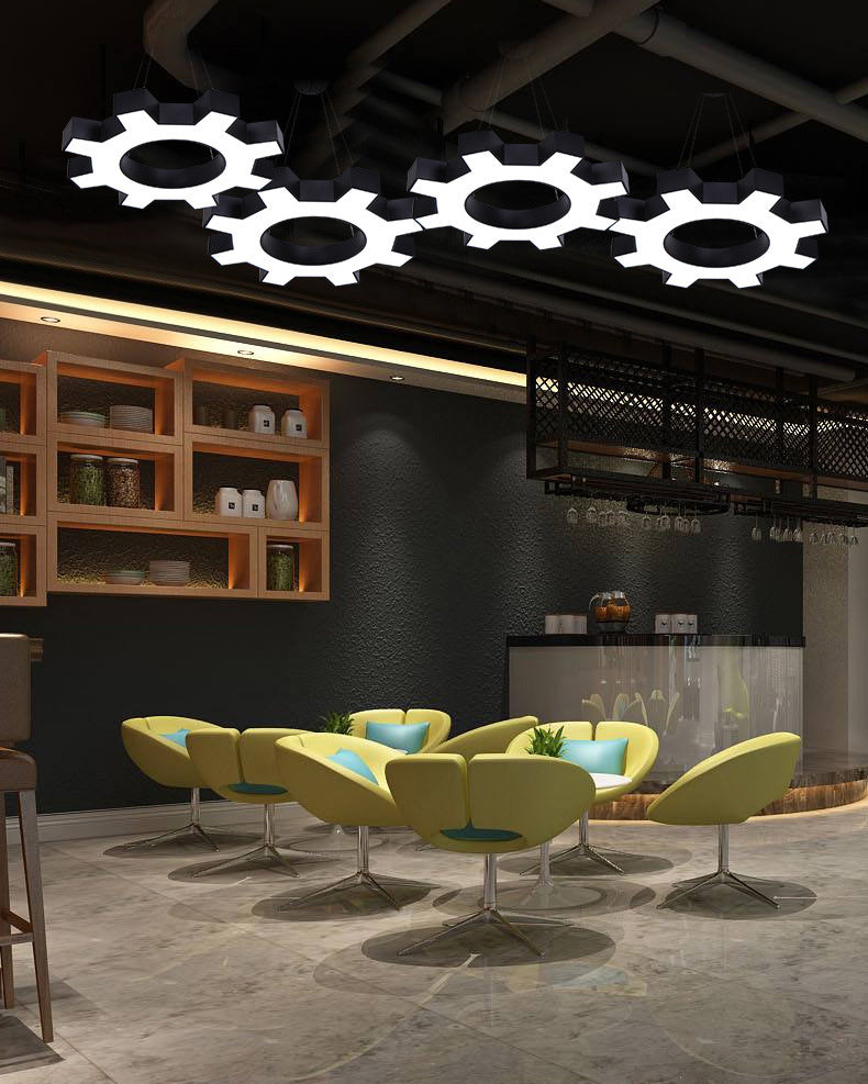 Luce a sospensione in palestra a forma di ingranaggio Acrilista Acrilista LED Apparecchi di illuminazione a soffitto
