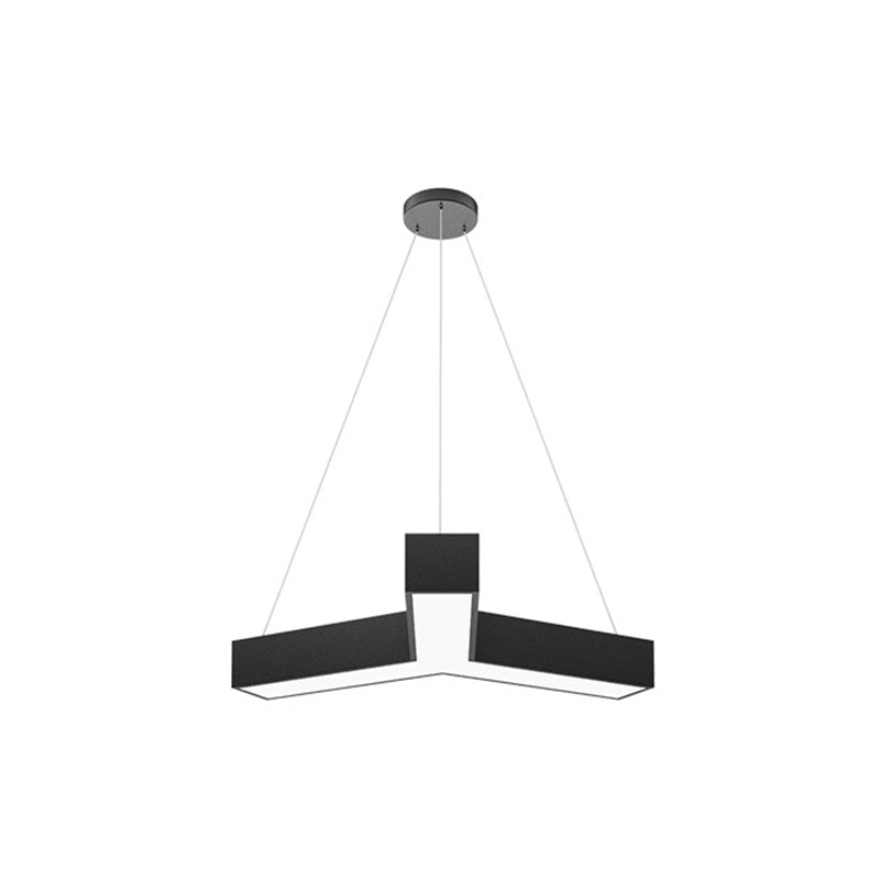 Y Shaped Acrylic Suspension Lamp Modern Black LED Pendant Light for Conference Room