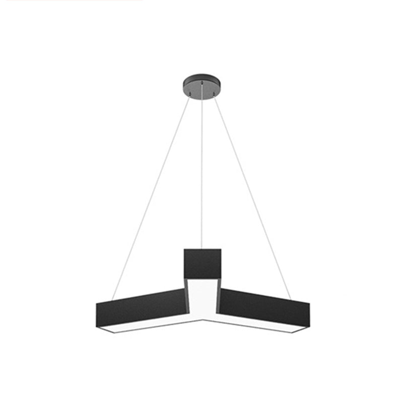 Y Shaped Acrylic Suspension Lamp Modern Black LED Pendant Light for Conference Room