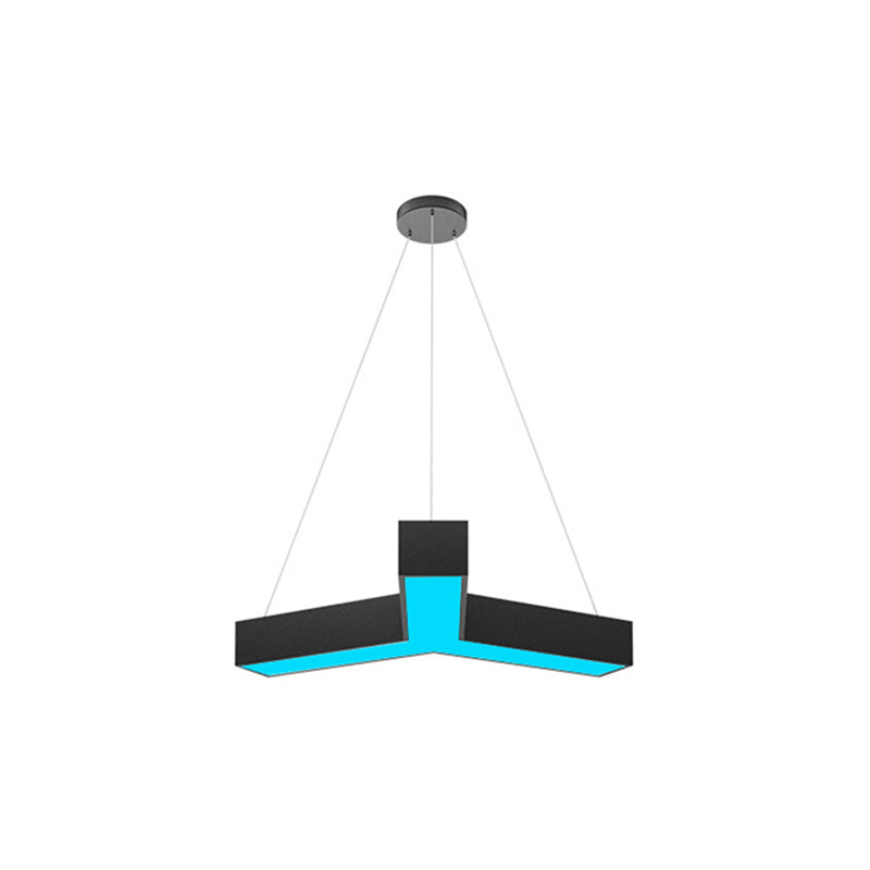 Y Shaped Acrylic Suspension Lamp Modern Black LED Pendant Light for Conference Room