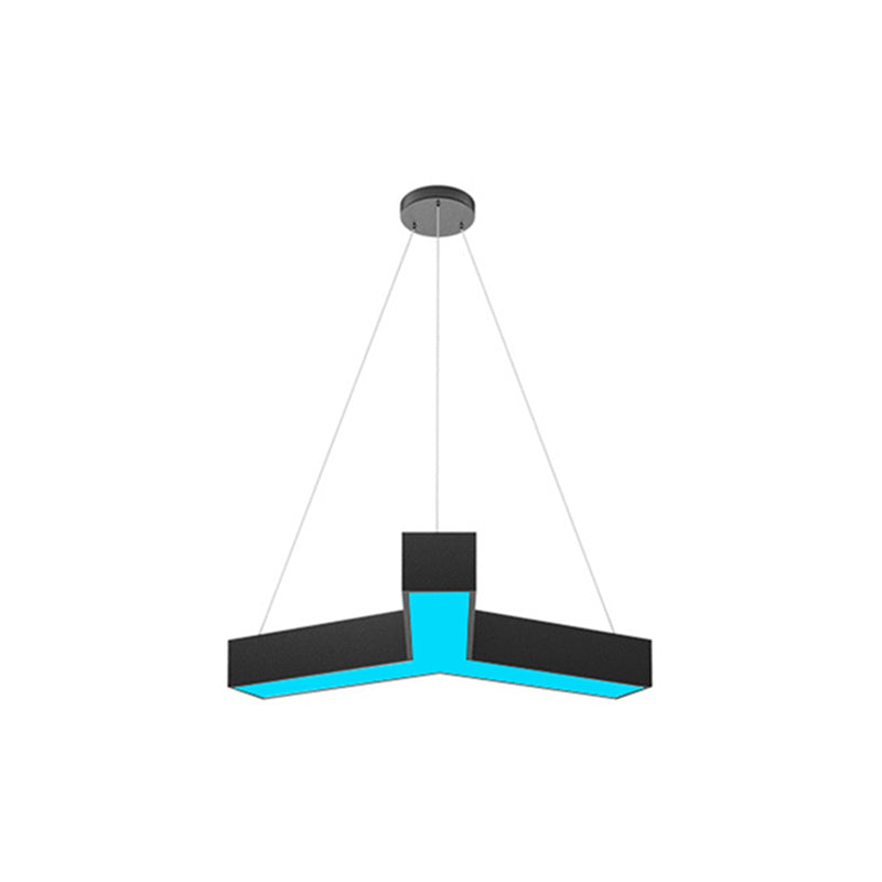 Y Shaped Acrylic Suspension Lamp Modern Black LED Pendant Light for Conference Room
