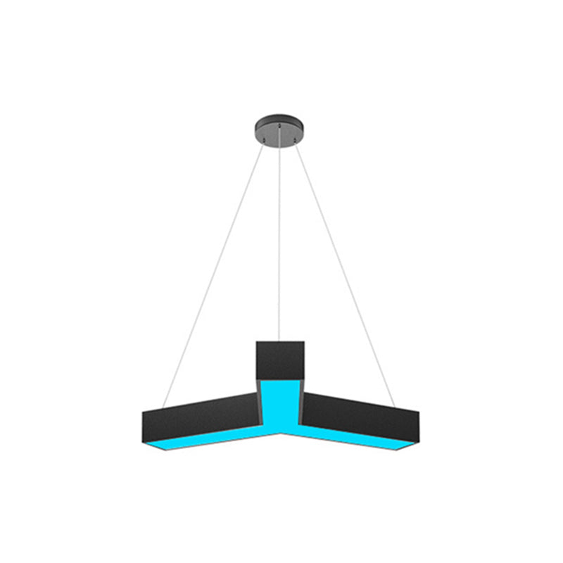 Y Shaped Acrylic Suspension Lamp Modern Black LED Pendant Light for Conference Room