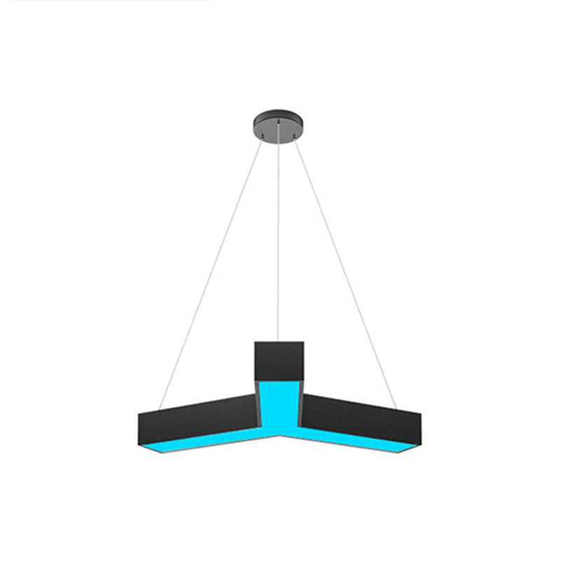 Y Shaped Acrylic Suspension Lamp Modern Black LED Pendant Light for Conference Room