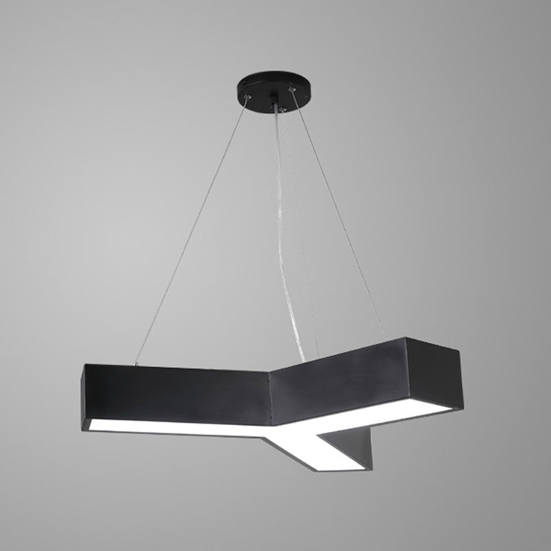 Y Shaped Acrylic Suspension Lamp Modern Black LED Pendant Light for Conference Room