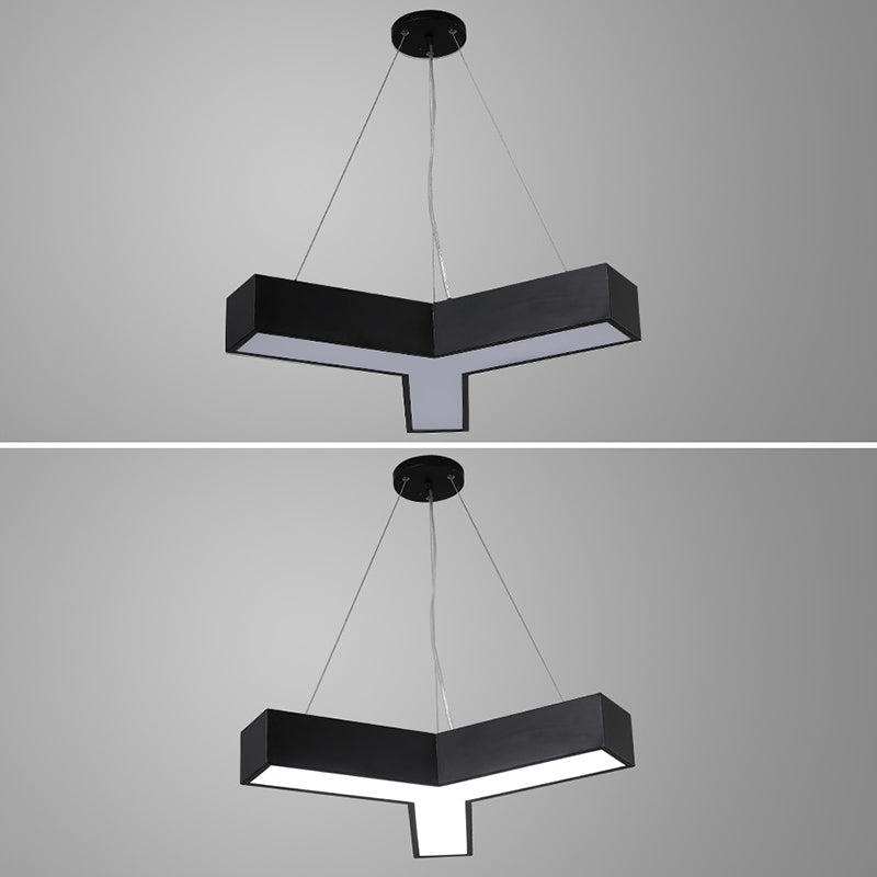 Y Shaped Acrylic Suspension Lamp Modern Black LED Pendant Light for Conference Room