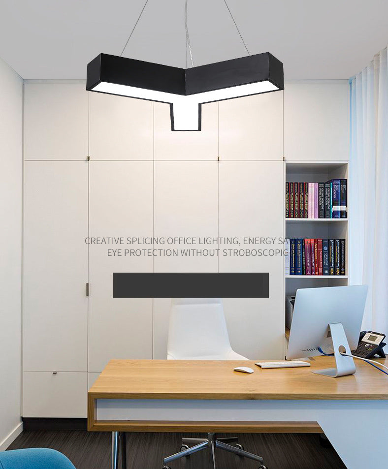 Y Shaped Acrylic Suspension Lamp Modern Black LED Pendant Light for Conference Room