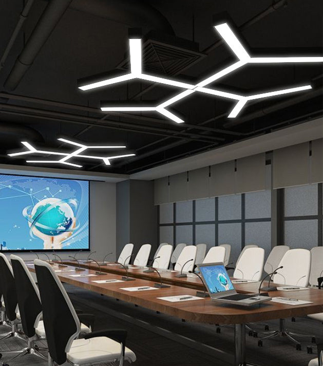 Y Shaped Acrylic Suspension Lamp Modern Black LED Pendant Light for Conference Room