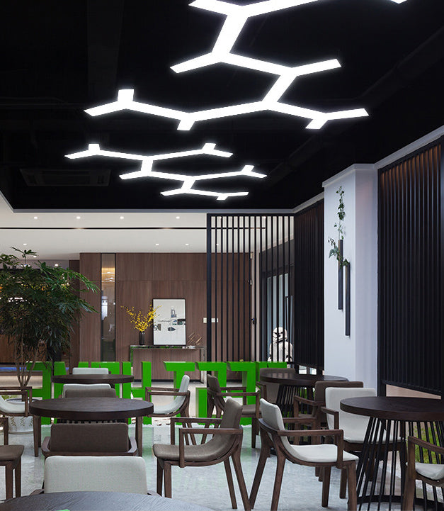 Y Shaped Acrylic Suspension Lamp Modern Black LED Pendant Light for Conference Room