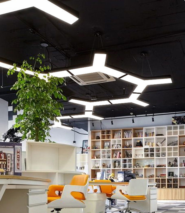 Y Shaped Acrylic Suspension Lamp Modern Black LED Pendant Light for Conference Room