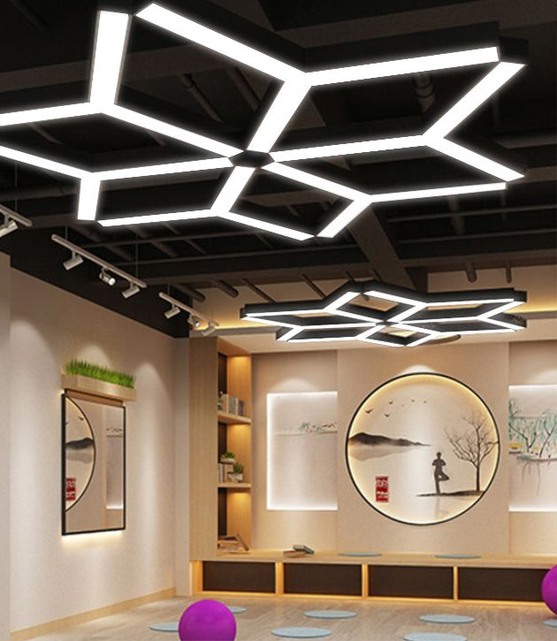 Y Shaped Acrylic Suspension Lamp Modern Black LED Pendant Light for Conference Room