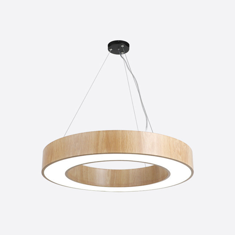 Illuminazione a sospensione circolare in stile nordico finitura in legno da ufficio in metallo luce a sospensione