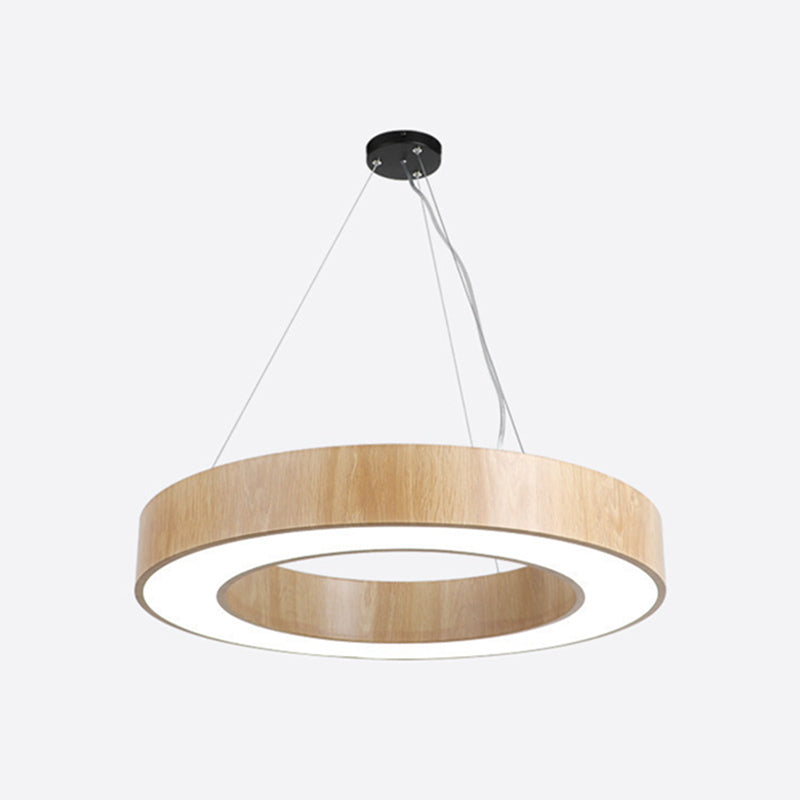 Illuminazione a sospensione circolare in stile nordico finitura in legno da ufficio in metallo luce a sospensione